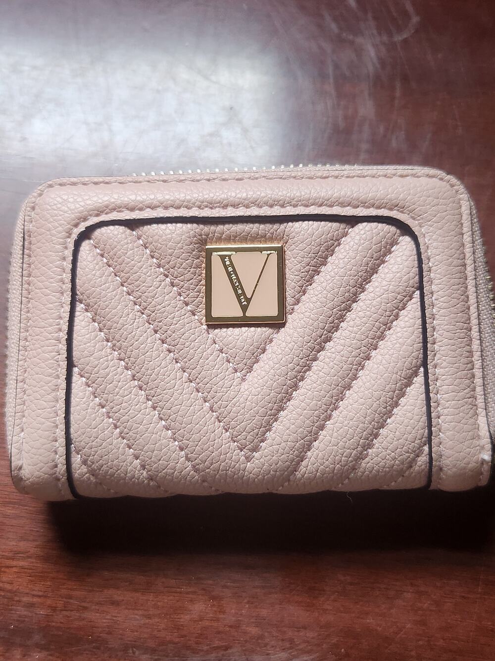 Victoria Secret Blush Chevron Quilted Zip Wallet